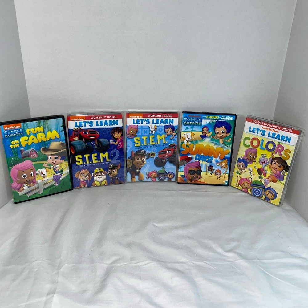Nickelodeon Kids DVD Lot Let's Learn STEM Colors Bubble Guppies PAW Patrol 5pk